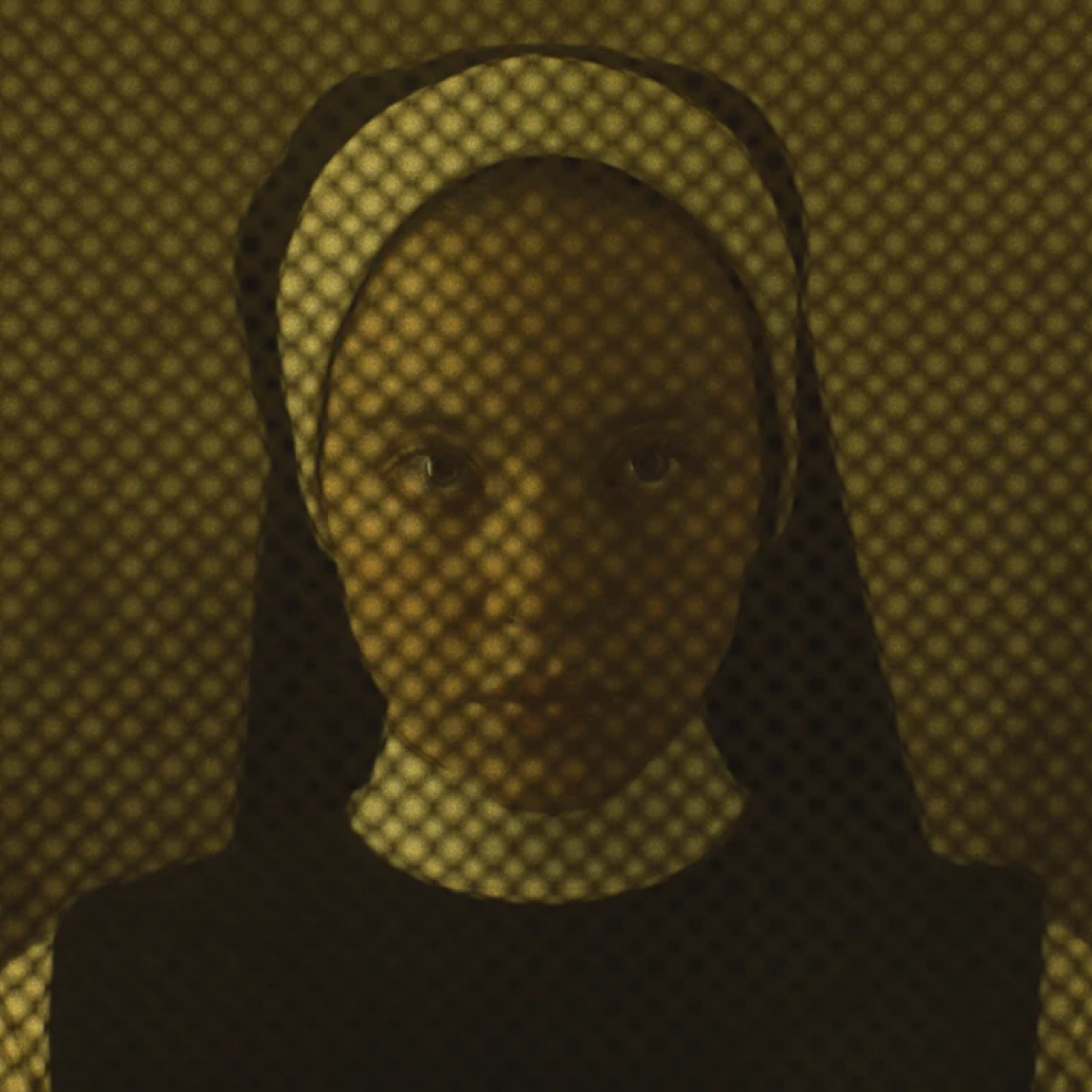 A young woman dressed as a nun staring at the camera.